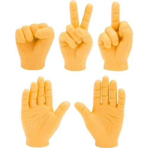 1Set Miniature Hand Mini Finger Hand Silicone Finger Puppet Prank Hand Halloween Hand Props Accessories Mini Prank Hand Toddler
