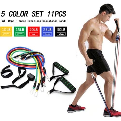 11pcs/set Exercises Resistance Bands Latex Tubes Pedal Expander Fitness gum elastic band for sports Kit Set Yoga Pull Rope