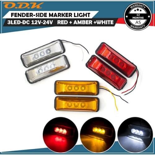 2PCS 12V 24V 3 LED Side Marker Clearance Light Warning Indicator Fender Rear Trailer Lamp RV Pickup Truck Lorry Caravan