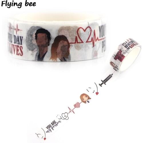20pcs/lot Flyingbee 15mmX5m Paper Washi Tape Fashion Adhesive Tape DIY Scrapbooking Sticker Label Masking Tape X0347