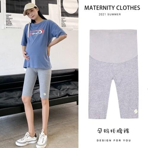 25876# Maternity pants Summer Support Abdomen Elastic Waist Belly Support Pants Maternity Leggings Maternity Trousers