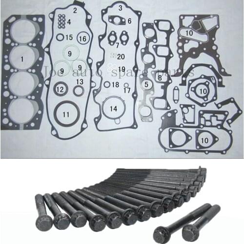 2LT 2L-T Engine Full gasket set kit cylinder head bolt nuts screw for Toyota Land Cruiser/4Runner/Hilux/Hiace/Mark 2446CC 2.4TD