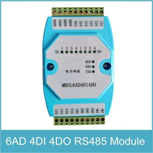 6 Channels Analog Signal 4 channels Digital Signal Input and Output Module 6AD/4DI/4DO RS485 Modbus RTU Communication Ethernet