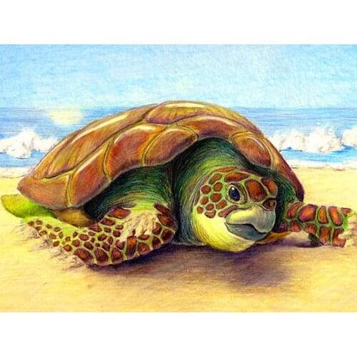 KAMY YI Animals Turtle Beach Mosaic Diamond Painting Cross Stitch Full Diamond 5D Diy Embroidery Art Craft Home Decoration