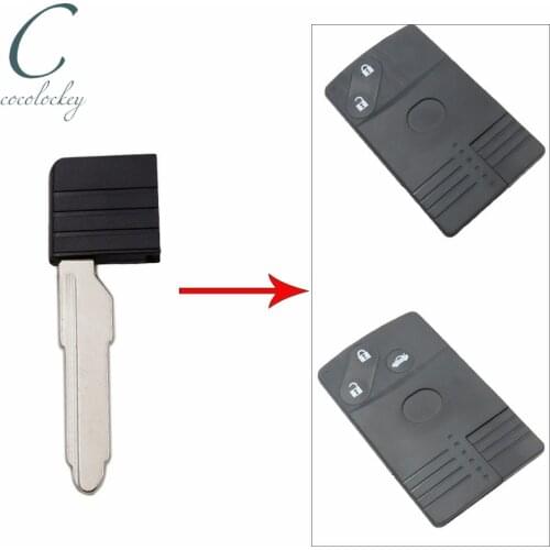 Smart Card Remote Key Shell for mazda 5 6 cx-7 cx-9 rx8 miata 2 button emergency key Blade