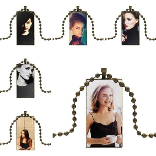 For Kids Beads Leon Jean Reno Natalie Portman Bronze Color Glass Cabochon With Rectangle Shaped Pendant Choker Necklace