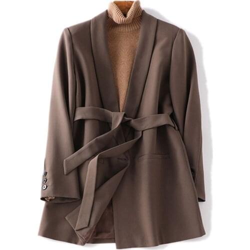 Женские пальто с поясом Fdfklak China At AliExpress