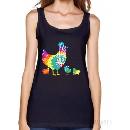 Hippie Hen And Chicks Rainbow Tank Top Basic Spring Autumn Letters Euro Size S-2xl Graphic Top Graphic Pattern Vest