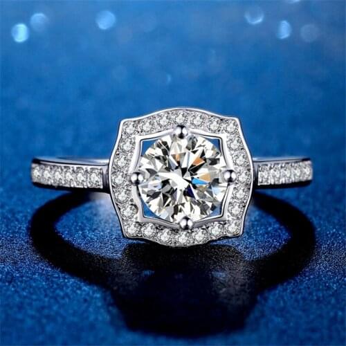 Inbeaut Real 925 Silver&Platinum 1-2 ct Pass Diamond Test Excellent Cut D Color Moissanite Ring Women Classic Engagement Jewelry