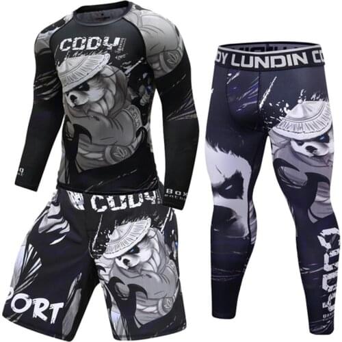 Boxing Set Compression Jersey+Pants Rashguard BJJ Kickboxing Tight T-shirts Muay Thai MMA Fightwear Fitness Sportsuit clothing