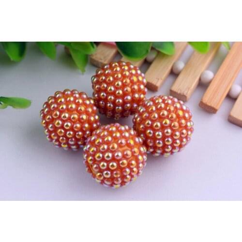 Kwoi vita Halloween New orange AB 20mm 100pcs/lot Imitation pearl round loose bubblegum beads for necklaces