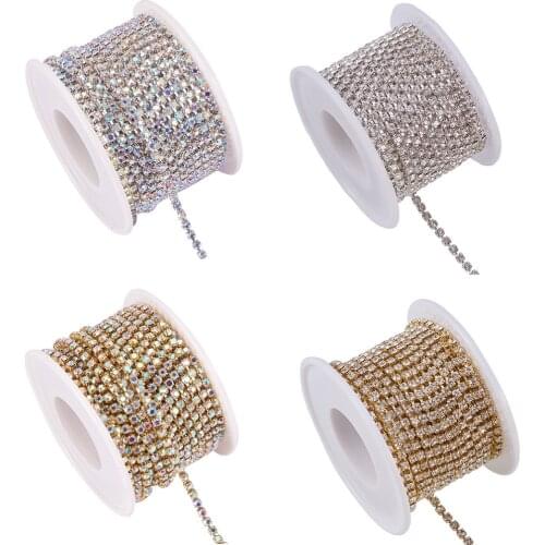 10yards Brass Rhinestone Strass Cup Chains For Jewelry Making Bracelet Necklace Bags Clothes DIY Design Sewing Accessories