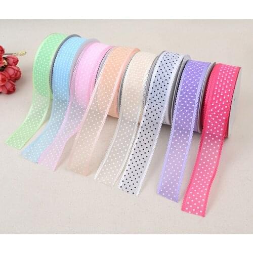 Organza Ribbon Printing Dot 1" 25mm High Quality DIY Wedding Clothing Sewing & Fabric Accessories BBXU-013