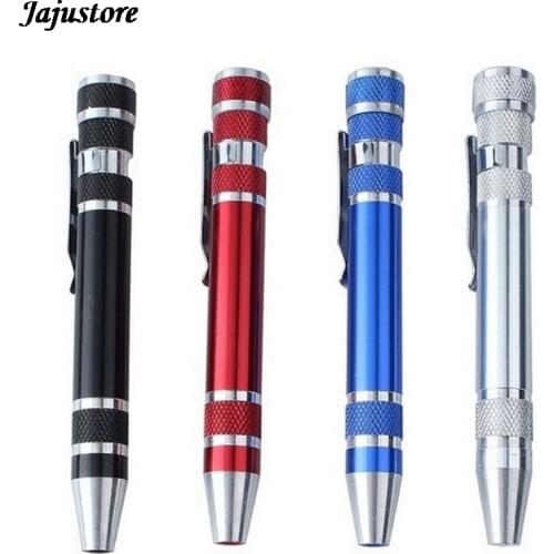 Multi-function Screwdriver Tool Pen Aluminum Alloy Screwdriver 8-in-1 Precision Screwdriver Set Convenient Pen Repair Tool 1Set
