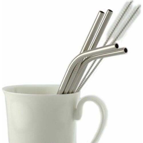 Reusable Metal Straws Set 304 Stainless Steel 1/2/4/6 Sets Straight Bent Drinking Straw For 30 oz Cleaning Brush Drop Shipping