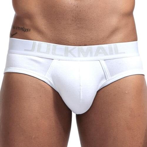 JOCKMAIL Youth Fashion U convex Mens Underwear Low Waist Cotton Sexy Comfortable Breathable Briefs White black