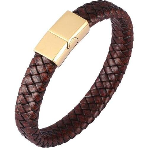 SAINT JAMES Brazaletes para hombre/acero inoxidable/Vintage/cuero/moda/pulseras trenzadas con alambre de titanio