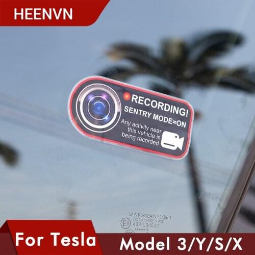 Heenvn New Car For Tesla Model 3 2021 Model Y S X accessories window glass Stickers Camera Alert Decals Styling Model3 Three