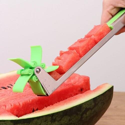 Watermelon Slicer Cutter Melon Fruit Corer Stainless Steel Cutting Tool Windmill Cut Cube Machine Kitchen Decoration Accessories
