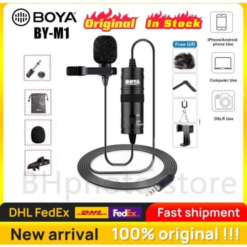 Original BOYA BY-M1 Recording microfone Lavalier Lapel Microphone Video Mic For Youtube Video Record Mic For Pc iPhone 12Pro Max