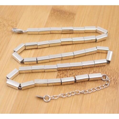 Pure 925 Sterling Silver Necklace Width 4mm Cuboid Long Square Link Chain Necklace Men Women Gift 35g/ 45cm