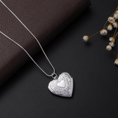 Charms fine 925 Sterling Silver elegant Heart photo frame Pendant Necklace for woman Fashion trend Jewelry party Holiday Gifts