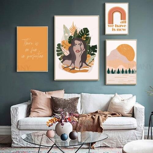 Scandinavian Poster Nordic Women Wall Art Canvas Print Positive Quote Painting Decoration Picture for Living Living Room Decor
