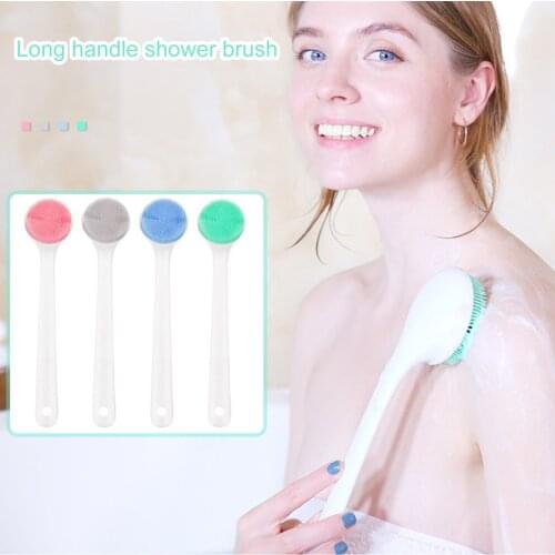 Portable Silicone Long-handled Bath Brush Bath Shampoo And Massage Brush Rubbing Back And Bathing Artifact