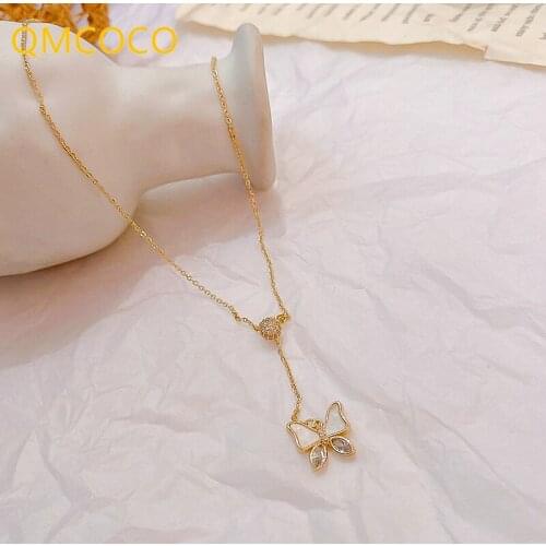 2021 Japan-Korea Style Butterfly Pendant Necklace Women Light Luxury Design INS Style Collarbone Chain Women Trend Simple Gifts