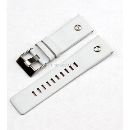 Genuine Leather Watchband With Stainless Steel Pin Buckle White Strap for DZ7313 DZ7322 DZ7257 22mm 24mm 26mm 28mm 30mm on sale