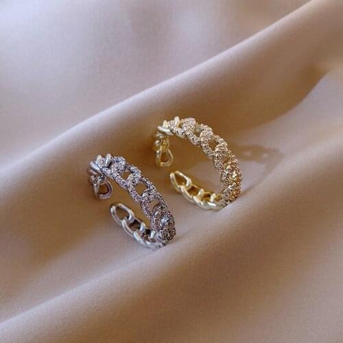 JUWANG Luxury Zirconia Twist Design Gold Silver Open Ring For Woman Fashion Korean Jewelry Wedding Party Unusual Finger Ring