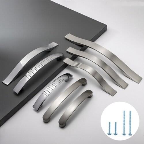 Cabinet Handles Knobs Aluminum Alloy Door Kitchen Knobs Brushed Cabinet Pulls Drawer Modern Furniture Handle Hardware