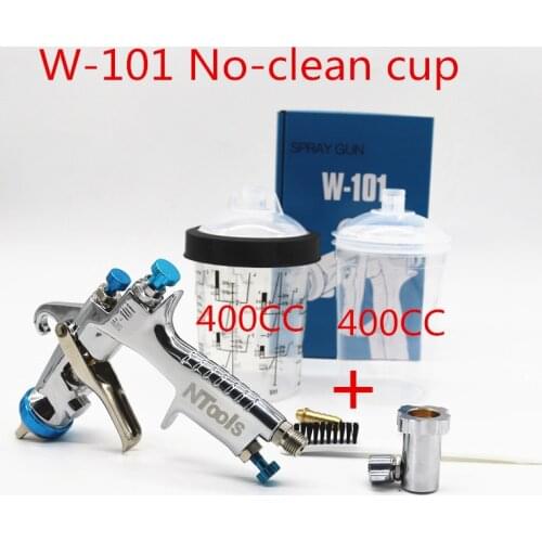W-101 No-Clean Cup Spray Gun 134G w101 HVLP Manual Paint spray Gun Gravity 1.0/1.3/1.5/1.8mm Furniture Car Coating Painting