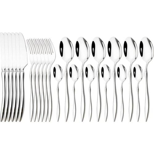 Silver Dinnerware Set 18/10 Stainless Steel Tableware Luxury Cutlery Set Vintage Quality Knife Forks Dining Dinner Set Western