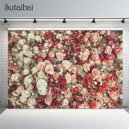 Wedding Backdrops Wallpaper Flower Stage Ceremony Party Love Valentines Day Customized Portrait Photography Background Decor
