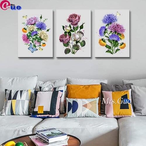 Triptych Diamond Painting Green Leaves And Flowers Painting Full Square/Round Diamond Embroidery Mosaic Handicraft