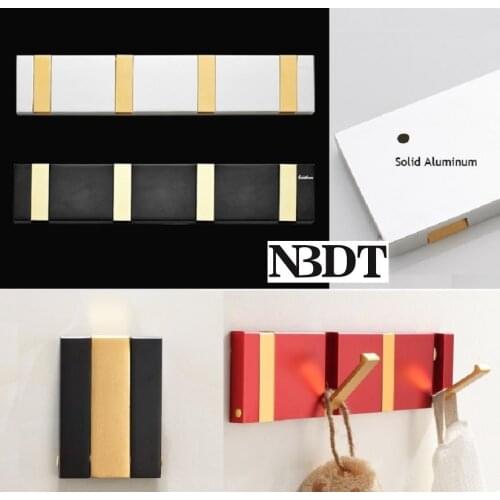 Solid Aluminum Wall Mount Conceal Folding Coat Hat Single 4 6 Hook Wardrobe Robe Black Gold Silver Red