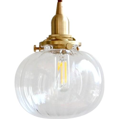 Vintage Loft Decor LED Pendant Light Copper Glass Ball Hanging Lamp Dining Room Home Lighting Antique Droplight Luminaire