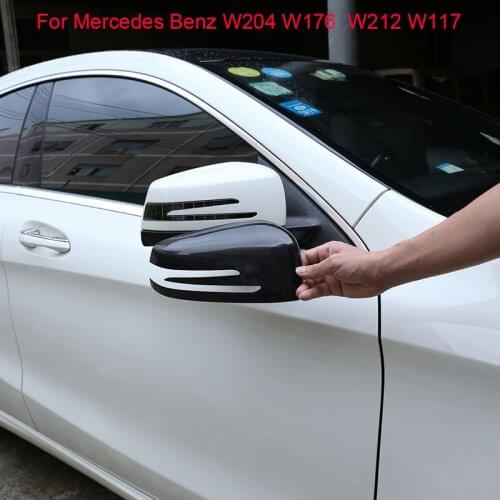 W204 A W176 E W212 E W207 GLA X156 CLA W117 CLS W218 Real Carbon Fiber Side Rearview Mirror Cap Cover Stickers