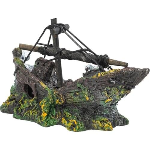 WHISM Resin Mini Ornaments Miniature Small Net Boat Model Fish Tank DIY Accessories Aquarium Decoration Supplies Gift