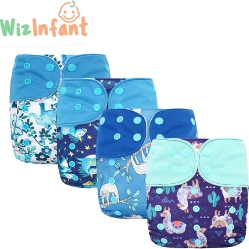 WizInfant 4pcs/lot OS Suede Cloth Pocket Cloth Diaper,ECO-friendly back elastic pocket,waterproof and breathable,for 3-18kg baby