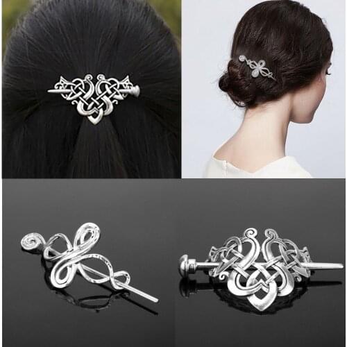 Fashion Celtics Knots Viking Runes Crown Hairpins Hair Clips Stick Slide Accessories for Women Cetilcs Hair Jewelry Zinc Alloy