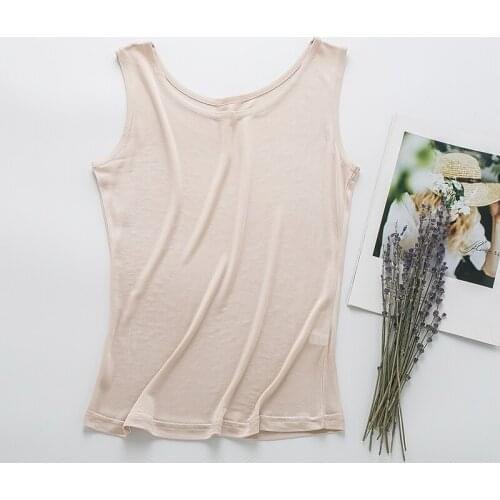 100% Natural Silk Womens Vest Summer Sleeveless Nature Silk Knitted Comfortable Fabric New Tank Top