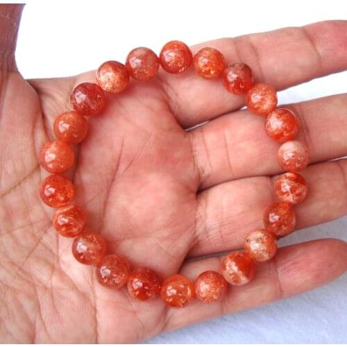 Free Shipping Natural Gold Sunstone Round 8.5mm~9mm Beads Bracelet Women Jewelry Accessories Weddings Parties Birthday Gift