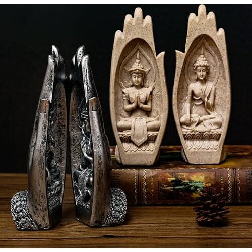 1 Pair Zen Buddha Statue Meditation Buddha Sculpture Miniatures Figurine Ornaments to Ward Off Evil Spirits Home Decoration