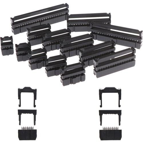 10set 6/8/10/12/14-50Pin IDC Socket Pin Dual Row Pitch 2.54mm IDC Connector 6-50 Pin Cable Socket
