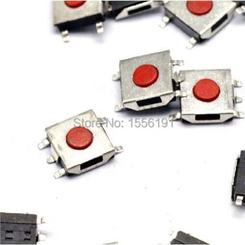 100pcs 6*6*2.5mm The patch 5pin Tactile Push Button Switch Red button Waterproof copper head Key Switch