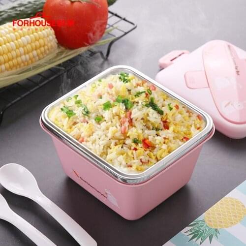 304 Stainless steel Lunch Boxs Food Fruit Storage Container Portable Bento Box Anti Leakage For Children with Fork and Spoon