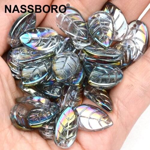 Electroplatin Leaf Shape Czech Glass Beads for Jewelry Making Lampwork Beads Crystal DIY Earring Hair Ornaments Materials Bijoux