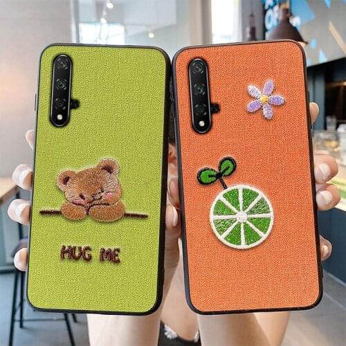 Luxury Embroidery For Huawei honor 20 9 8 lite view10 30 pro V30 v9 play y6 pro 2017 phone Case 3D fashion soft silicone cover